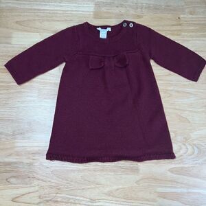 Jacadi Paris, Long Sleeve Sweater Dress Bow Accent Button Detail, Baby Girl 6M